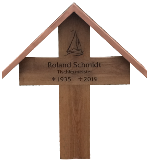 Grabkreuz aus Holz  2825 weiss mit Inschrift 